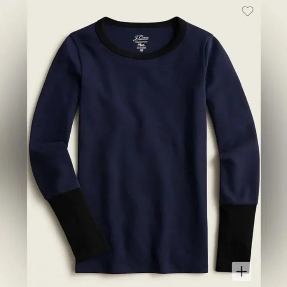 J Crew Slim Perfect Fit Long Sleeve T-shirt, Long Cuffs - Womens Large